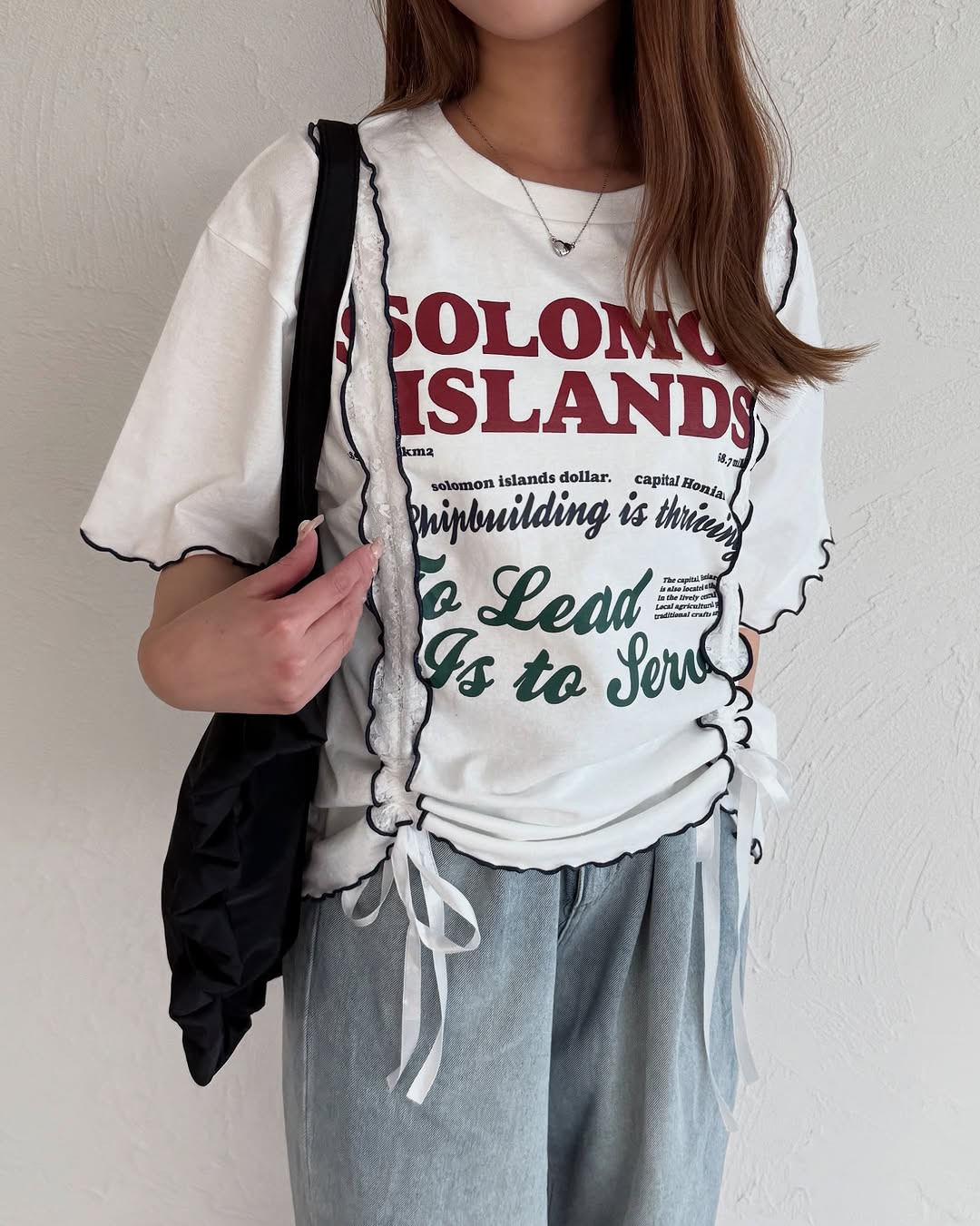 Kutir 連袖套Lace抽繩拼接Tee