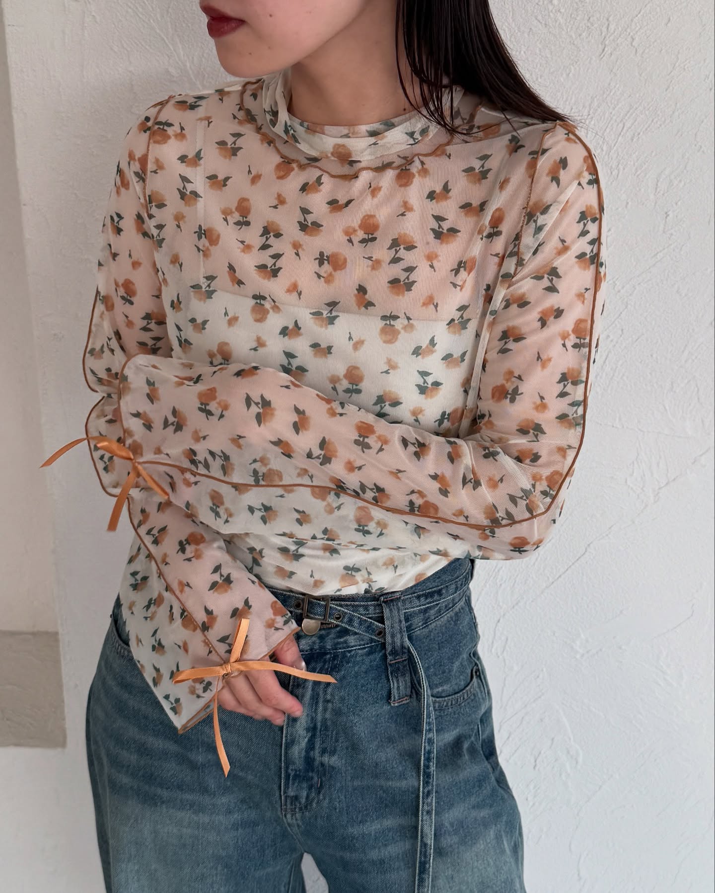 Kutir Ribbon高領sheer top