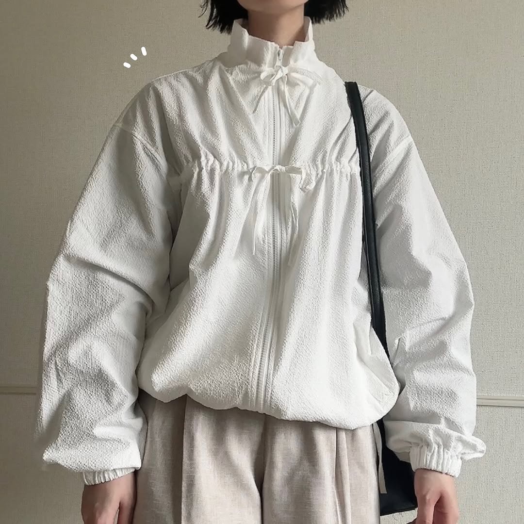 蝴蝶結雙拉鍊薄款外套🎀