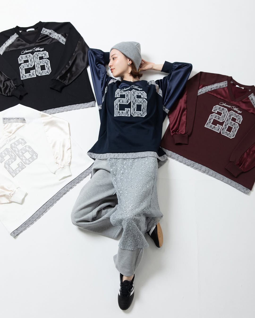 緞面Lace刺繡logo長袖球衣