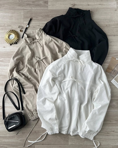 蝴蝶結雙拉鍊薄款外套🎀