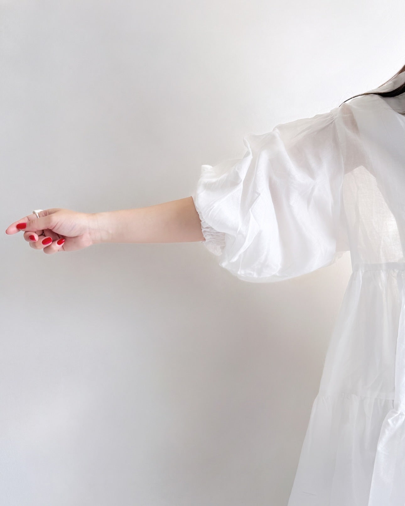 必入手‼️3 way balloon sleeve sheer shirt