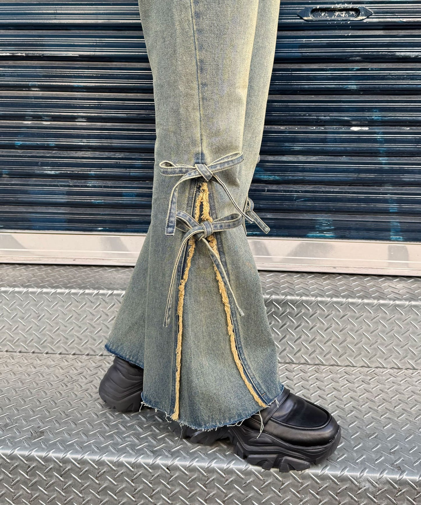 CIAOPANIC 高腰喇叭牛仔褲with ribbon