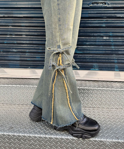 CIAOPANIC 高腰喇叭牛仔褲with ribbon