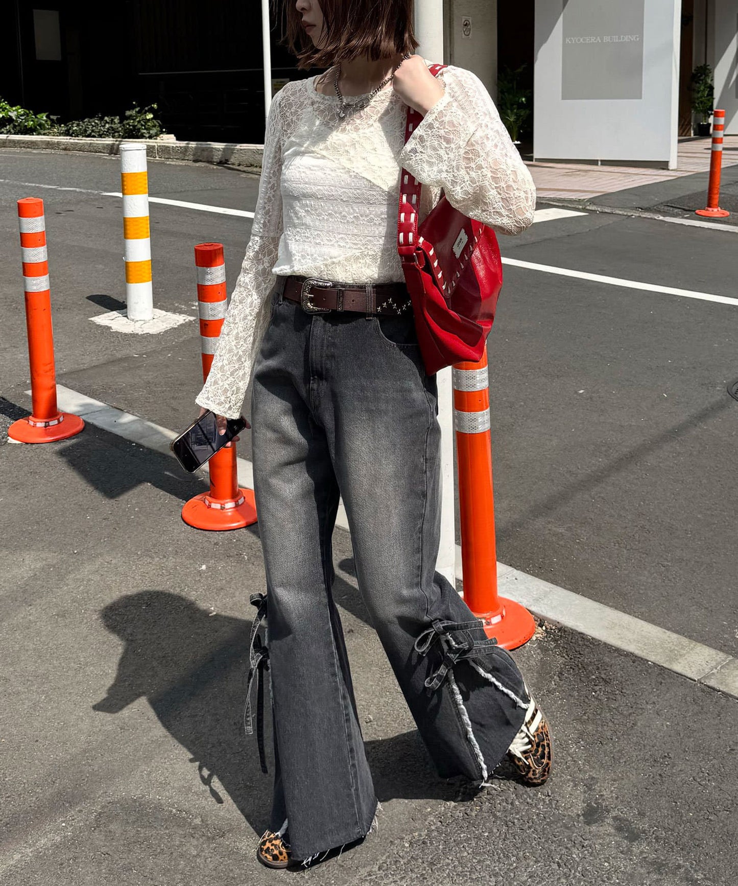 CIAOPANIC 高腰喇叭牛仔褲with ribbon