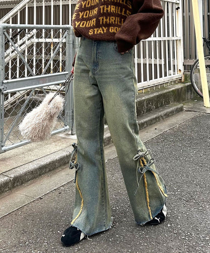 CIAOPANIC 高腰喇叭牛仔褲with ribbon