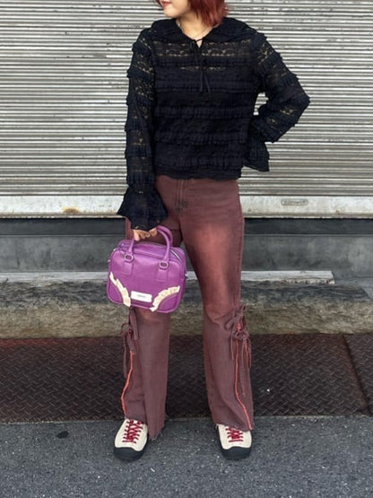 CIAOPANIC 高腰喇叭牛仔褲with ribbon