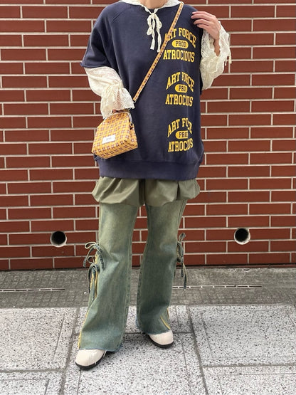 CIAOPANIC 高腰喇叭牛仔褲with ribbon