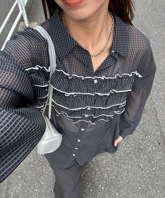 CIAOPANIC Ruffle 透透 oversize shirt