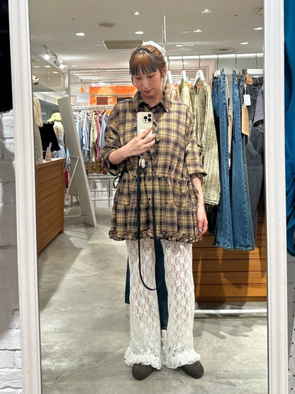 CIAOPANIC Lace Flare Layered Ruffle Pants