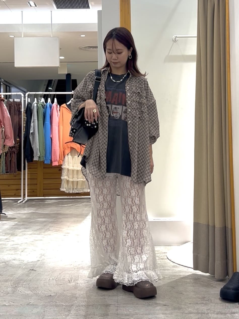 CIAOPANIC Lace Flare Layered Ruffle Pants