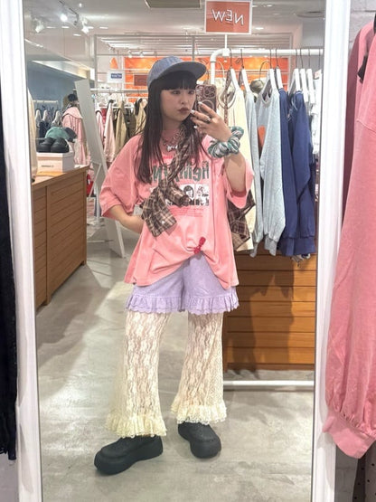 CIAOPANIC Lace Flare Layered Ruffle Pants