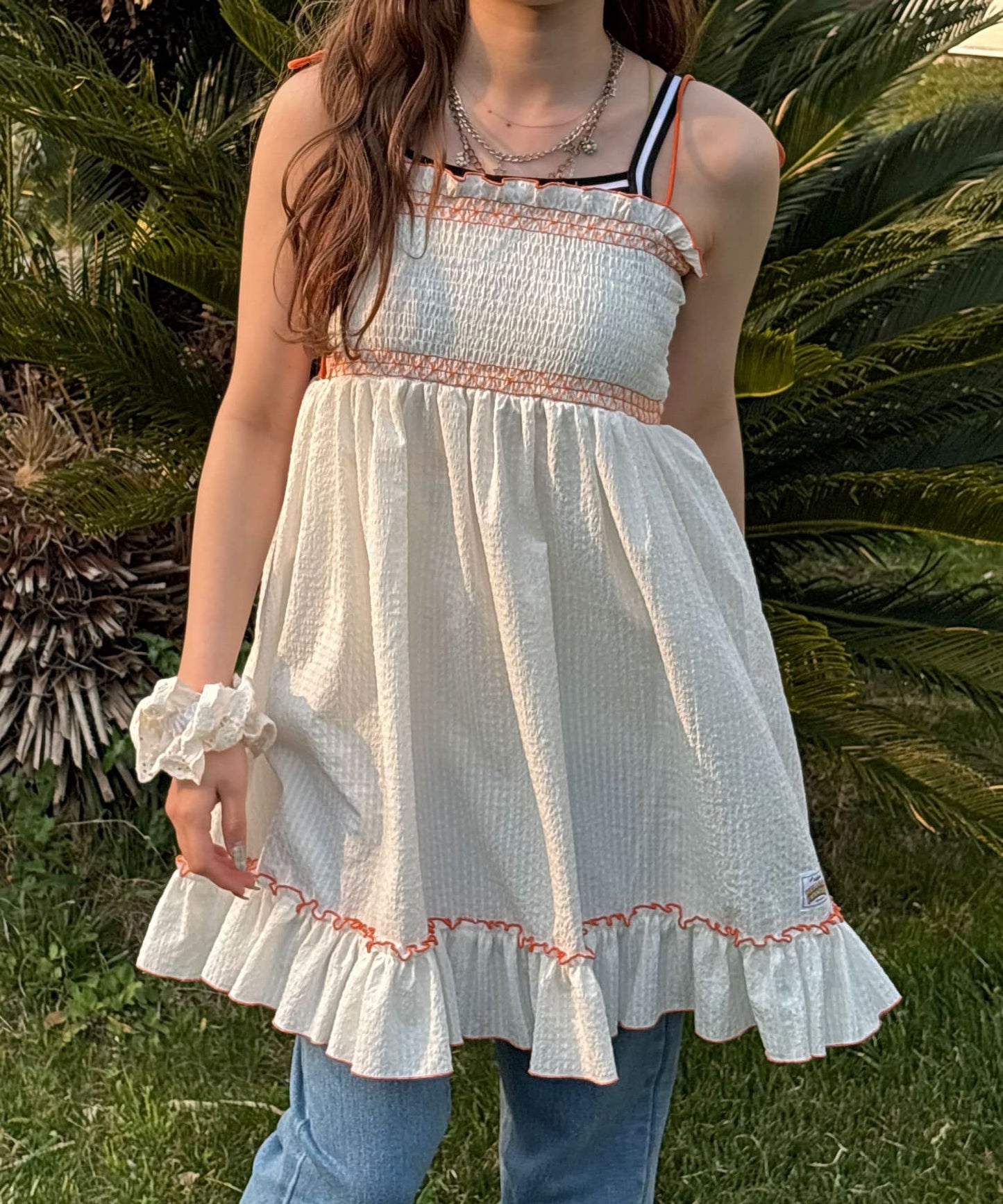 HELLO.SANFRANCISCO 2WAY shirred tunic bare dress