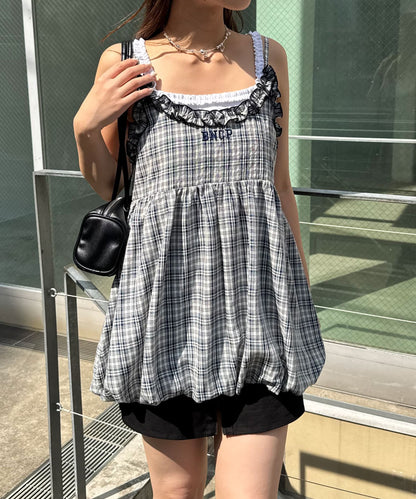 CIAOPANIC 荷葉邊格紋氣球ops