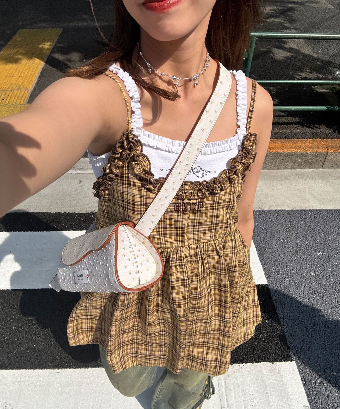 CIAOPANIC 荷葉邊格紋氣球ops