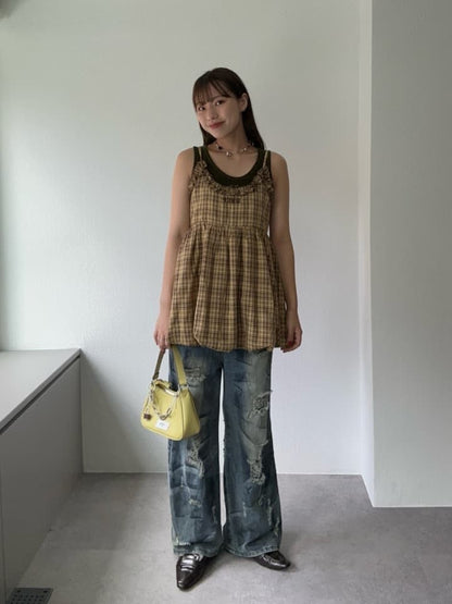 CIAOPANIC 荷葉邊格紋氣球ops