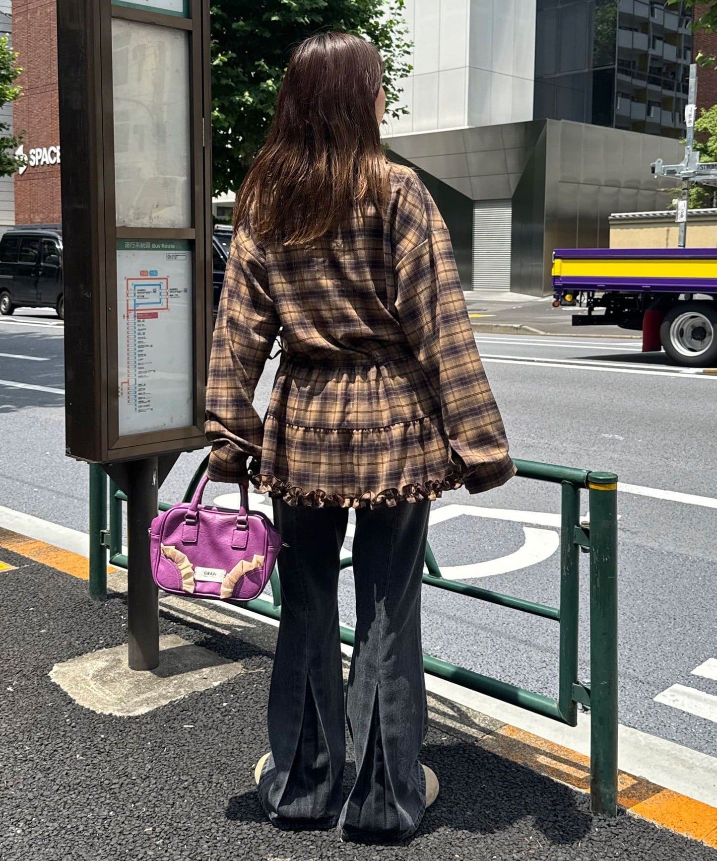 CIAOPANIC 領結層疊格紋襯衫裙