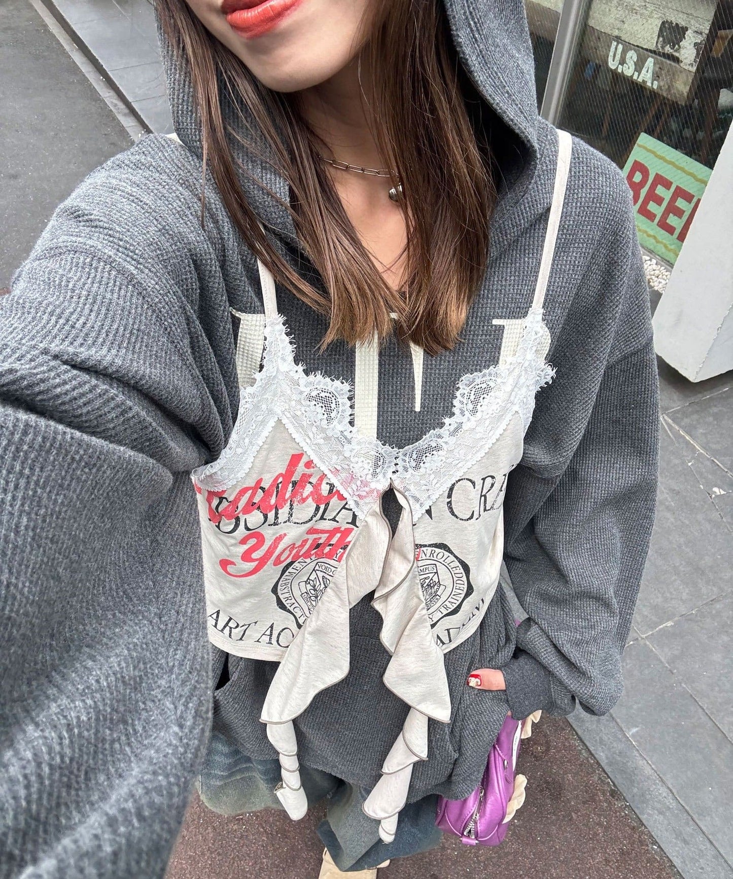 CIAOPANIC Drop frill cut logo bustier