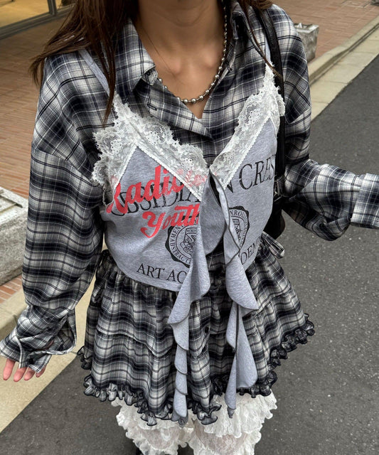 CIAOPANIC Drop frill cut logo bustier