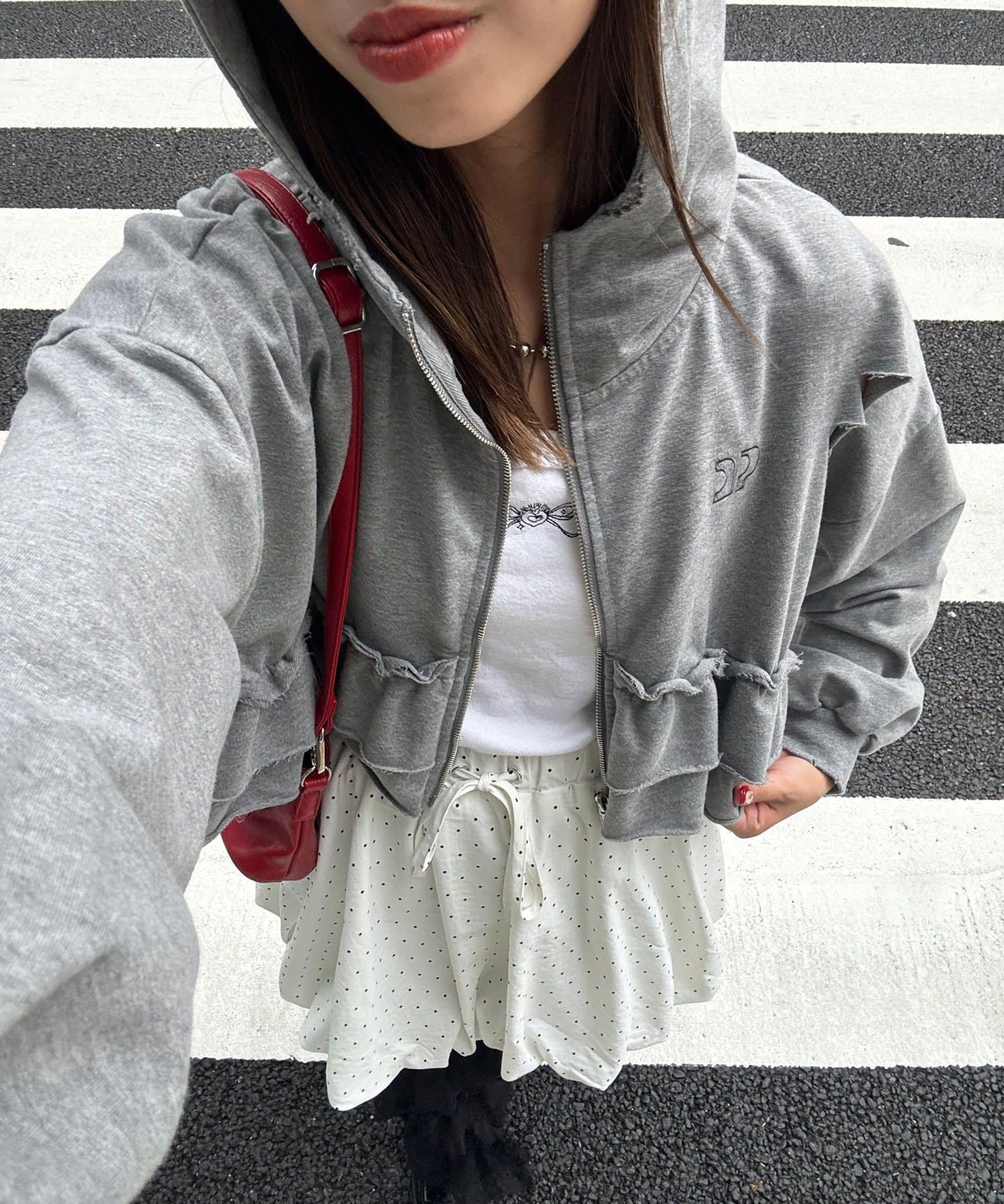 CIAOPANIC CP Logo荷葉邊分層破損hoodie