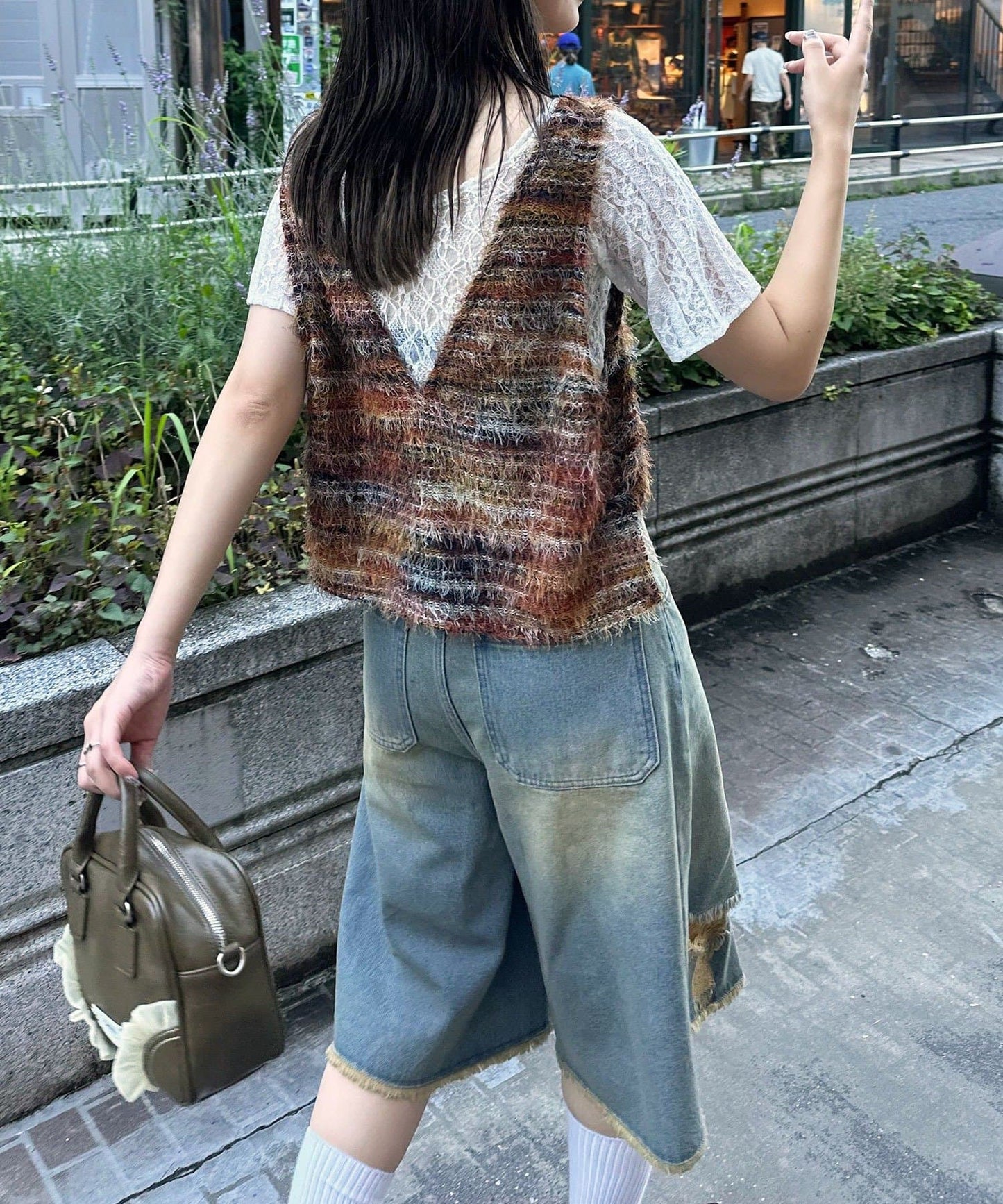 CIAOPANIC [前後2WAY] Mixed shaggy knit vest tunic