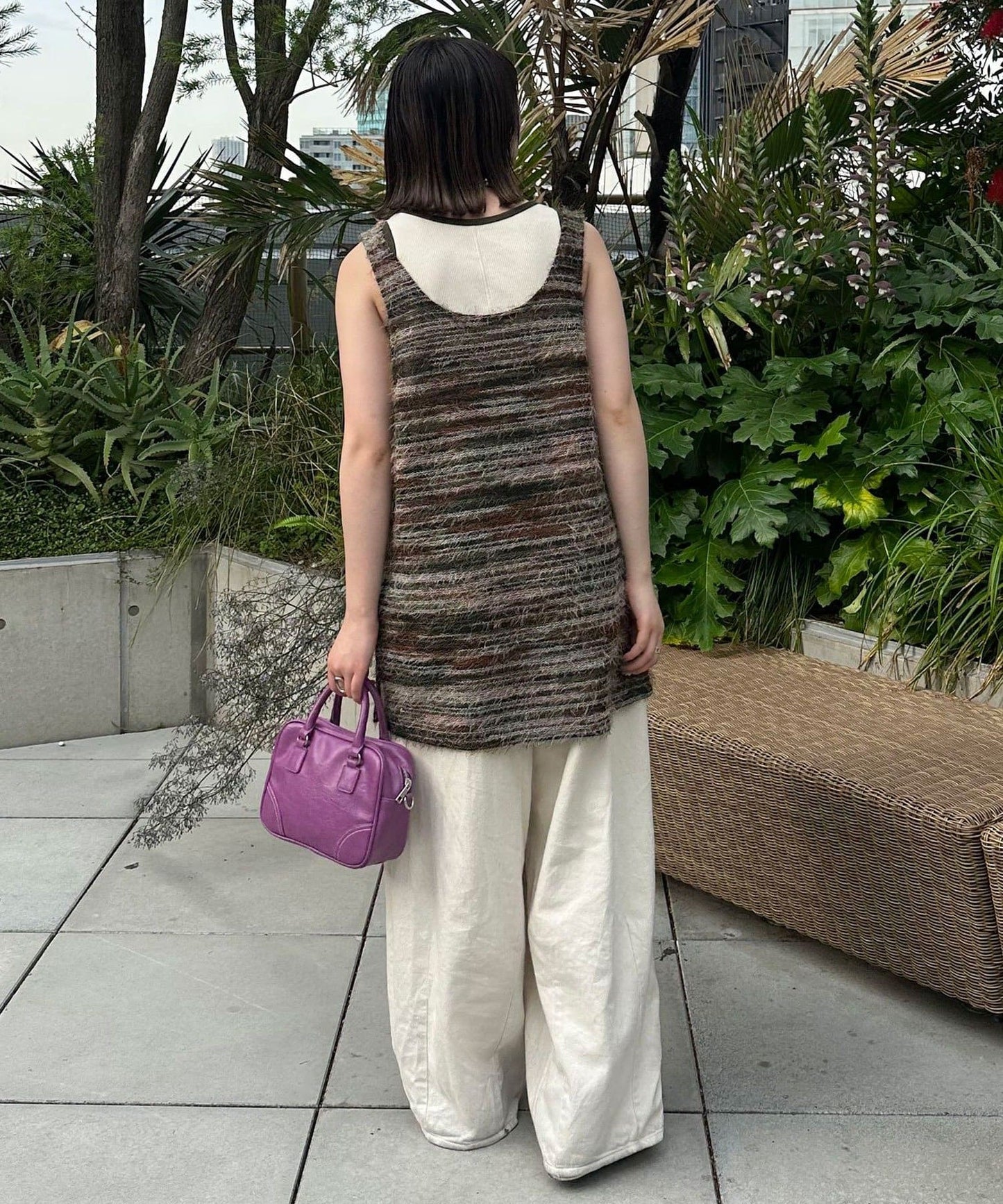 CIAOPANIC [前後2WAY] Mixed shaggy knit vest tunic