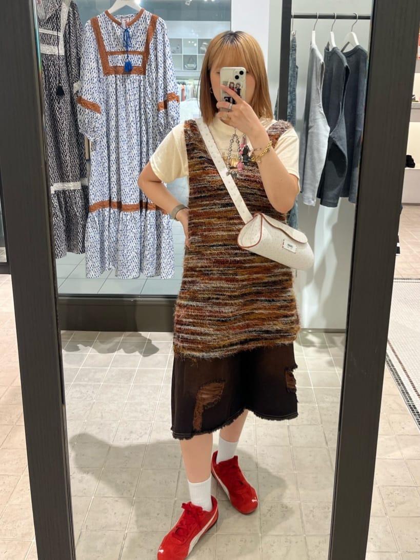 CIAOPANIC [前後2WAY] Mixed shaggy knit vest tunic