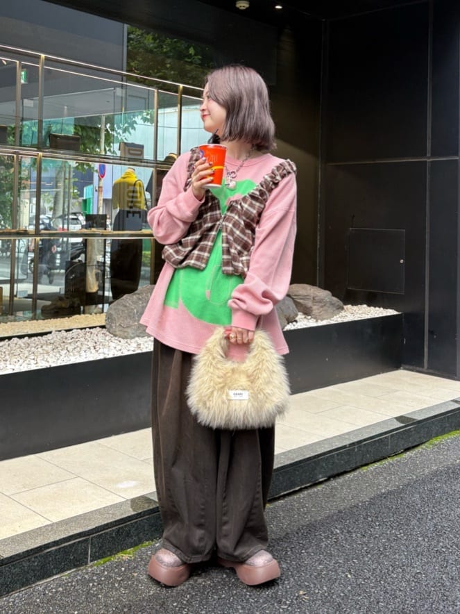 CIAOPANIC 褶皺格紋拉鍊背心