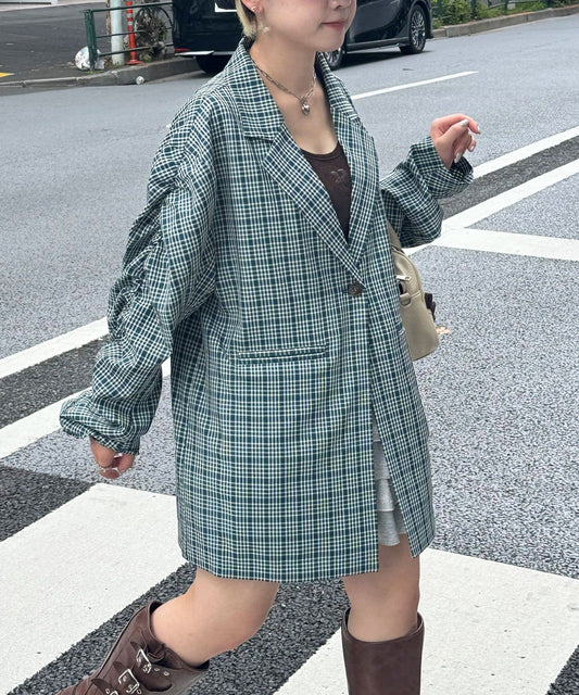 CIAOPANIC 褶皺袖格紋外套