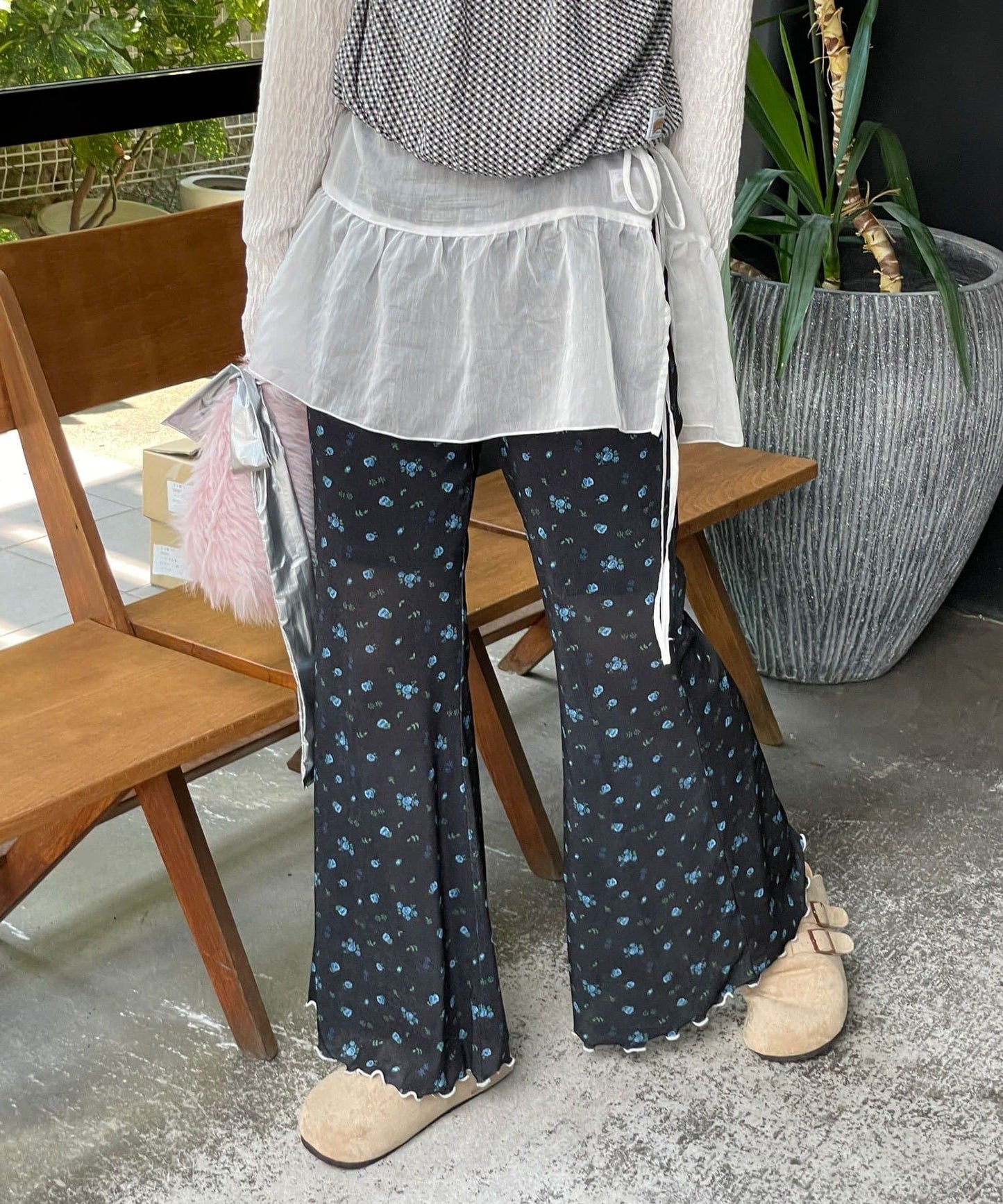 HELLO.SANFRANCISCO 印花喇叭褲 [波點/碎花]