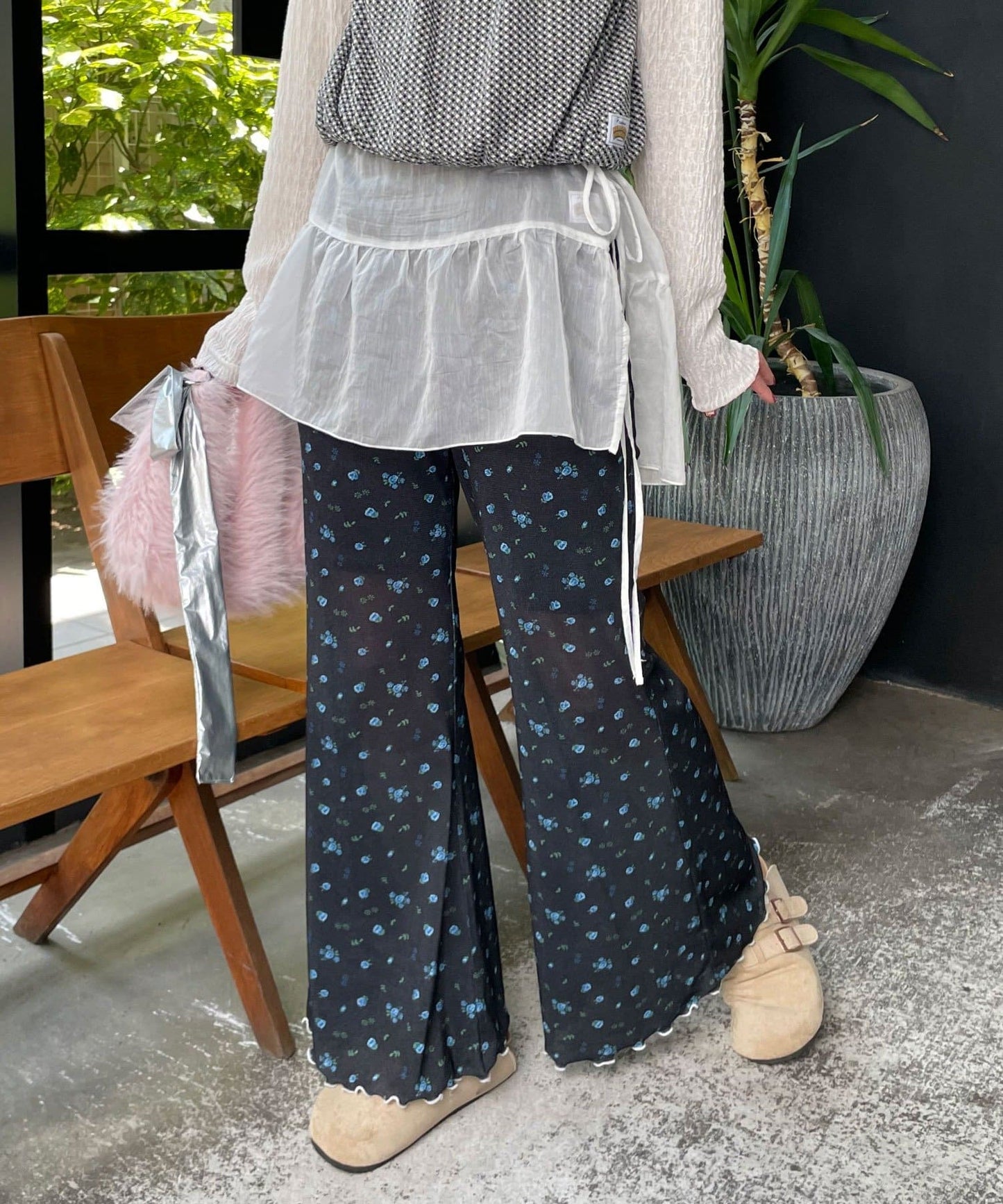 HELLO.SANFRANCISCO 印花喇叭褲 [波點/碎花]