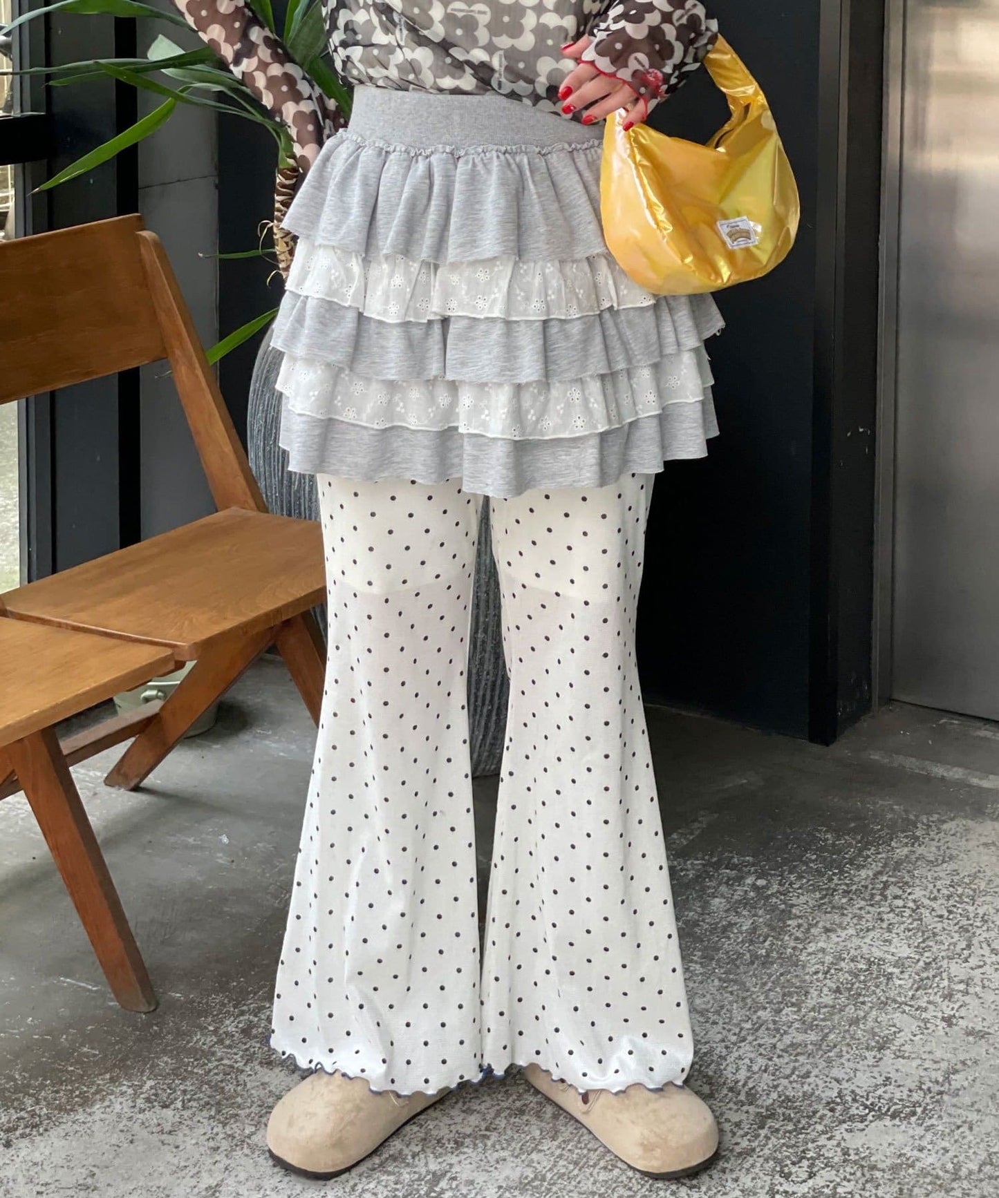 HELLO.SANFRANCISCO 印花喇叭褲 [波點/碎花]