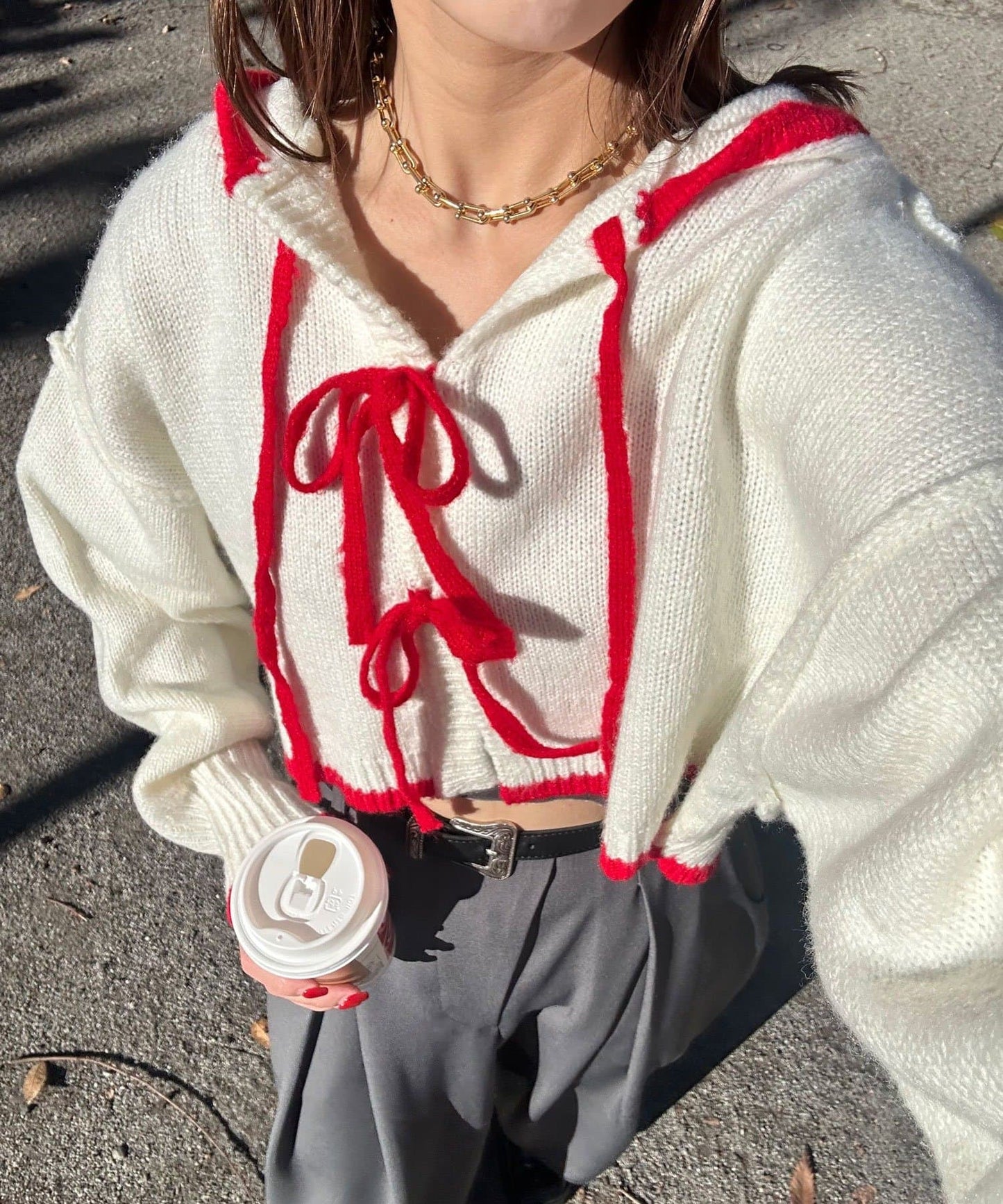 CIAOPANIC 拼色knit hoodie