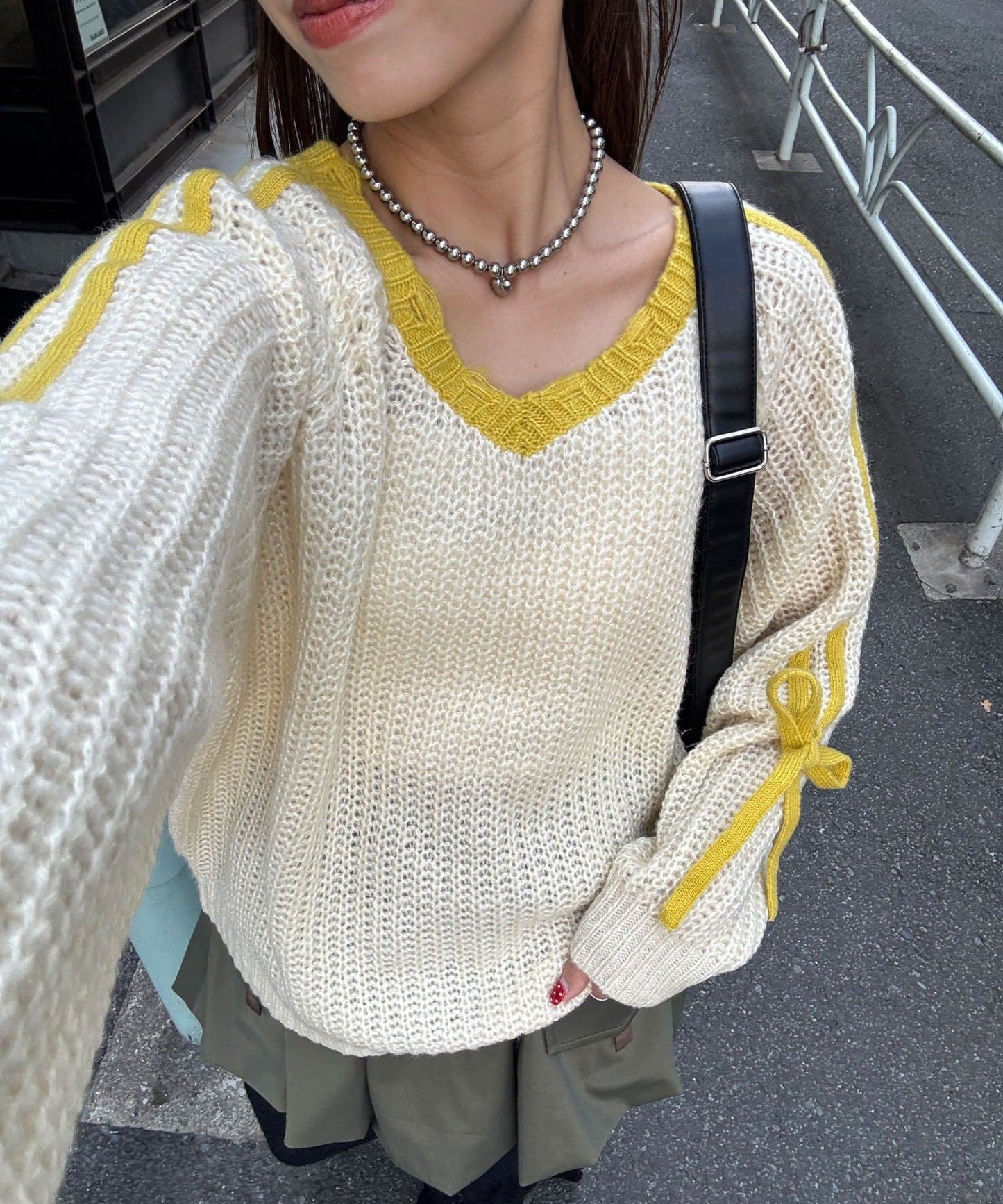 CIAOPANIC Line ribbon拼接針織