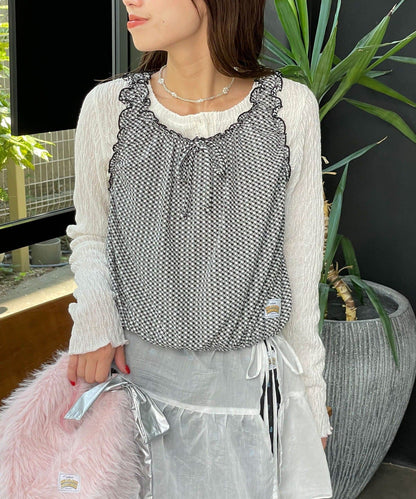 [1 SET 2 件] HELLO.SANFRANCISCO 格紋氣球上衣TOP