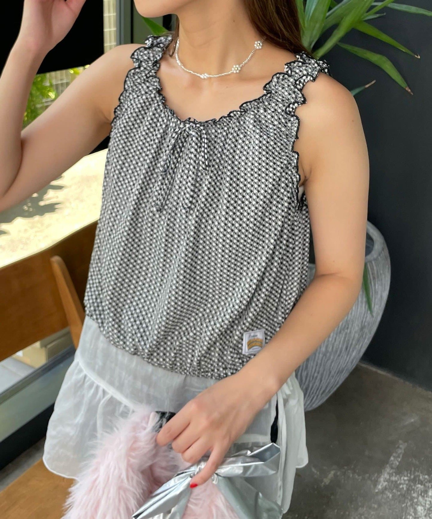 [1 SET 2 件] HELLO.SANFRANCISCO 格紋氣球上衣TOP