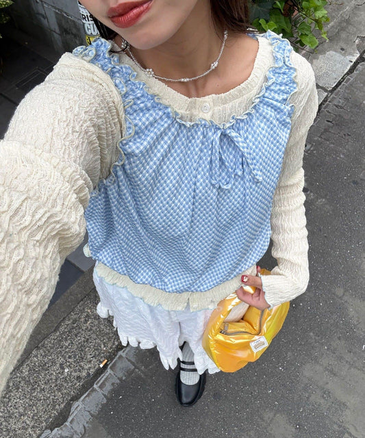 [1 SET 2 件] HELLO.SANFRANCISCO 格紋氣球上衣TOP