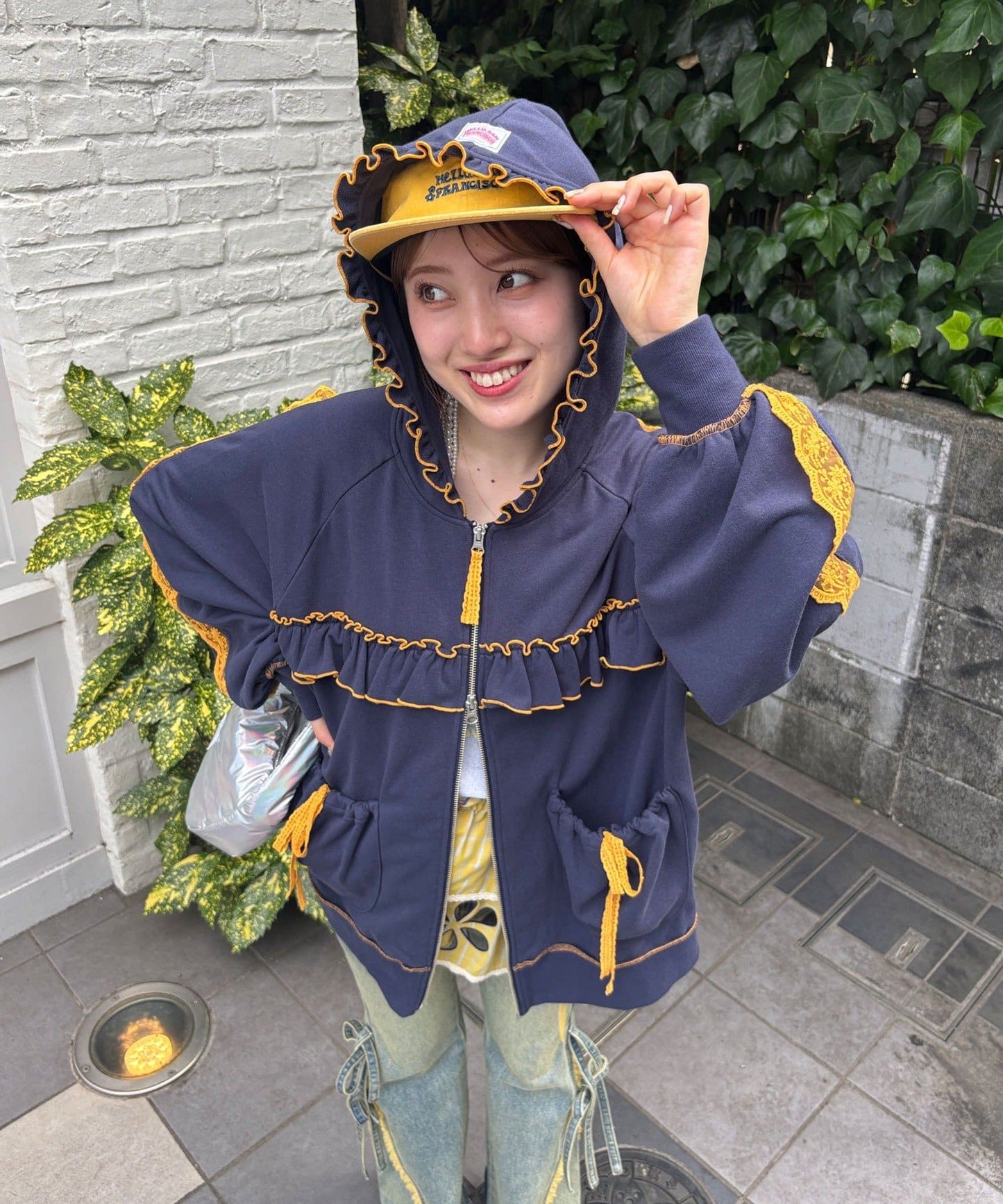 HELLO.SANFRANCISCO 拼色Ruffle Lace Hoodie Jacket