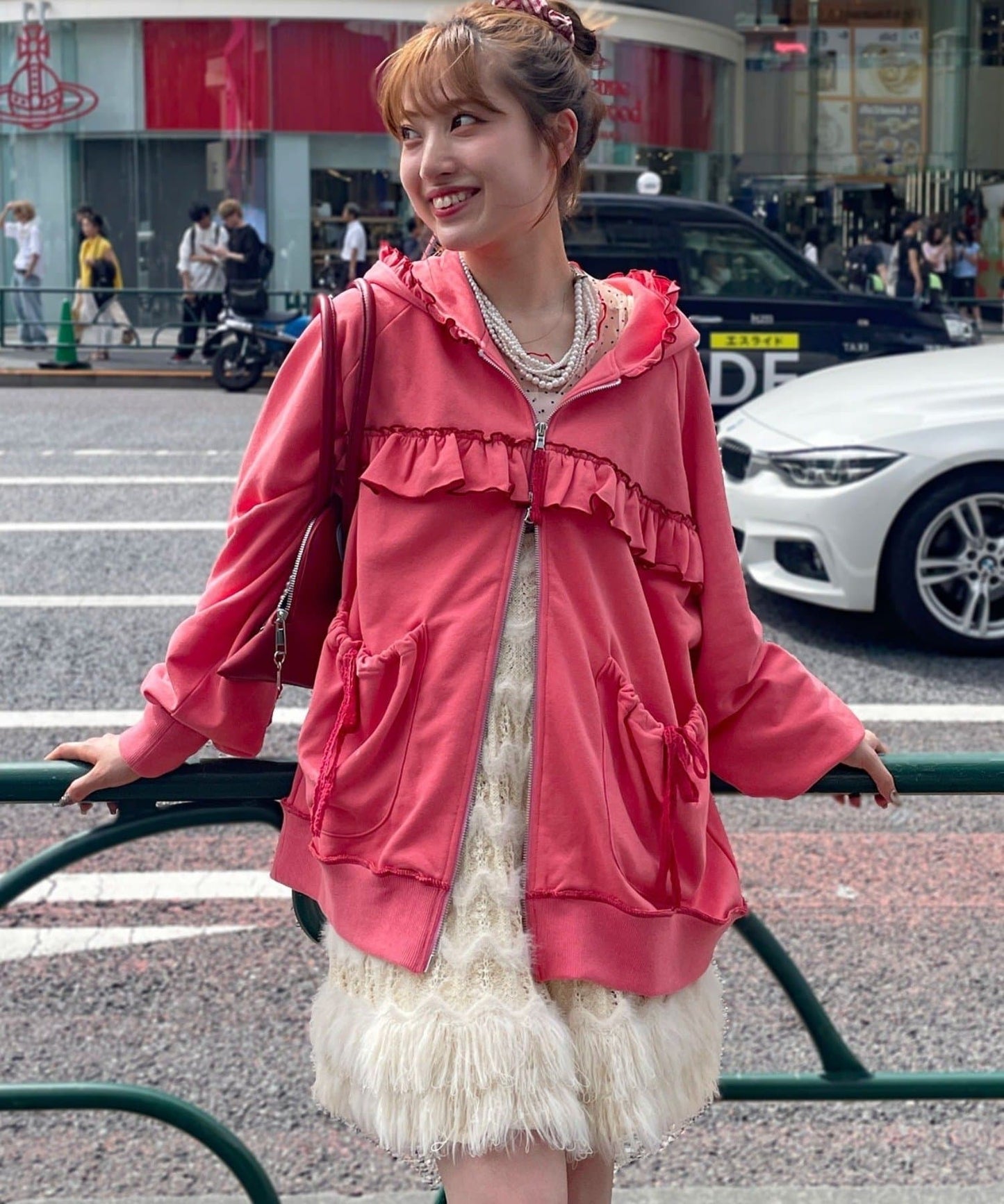 HELLO.SANFRANCISCO 拼色Ruffle Lace Hoodie Jacket