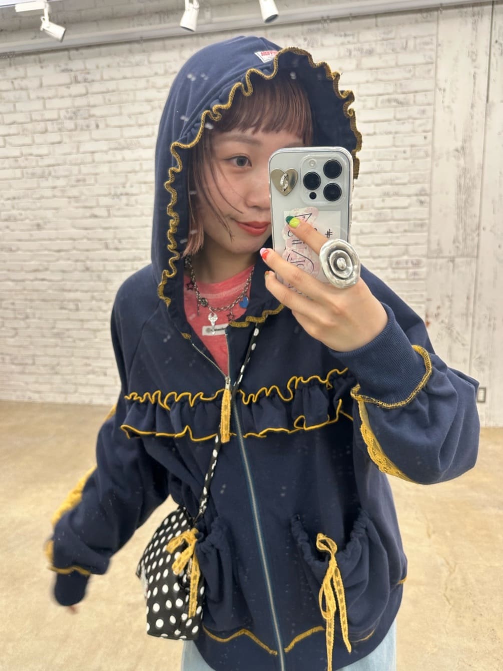 HELLO.SANFRANCISCO 拼色Ruffle Lace Hoodie Jacket