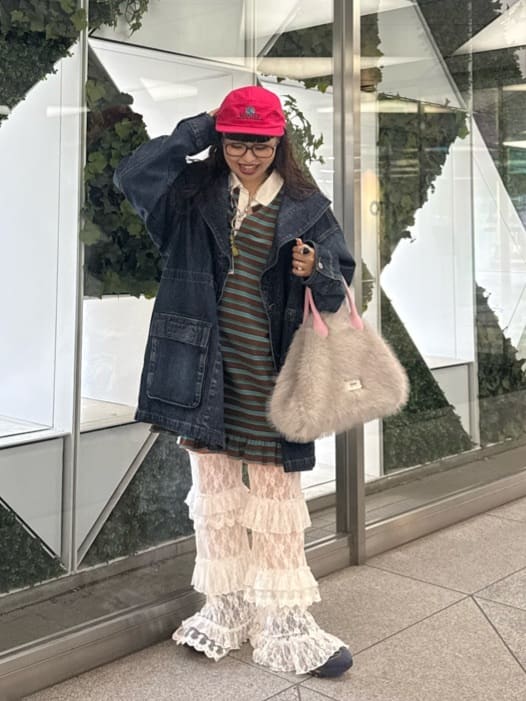 HELLO.SANFRANCISCO Ruffle邊橫條polo裙