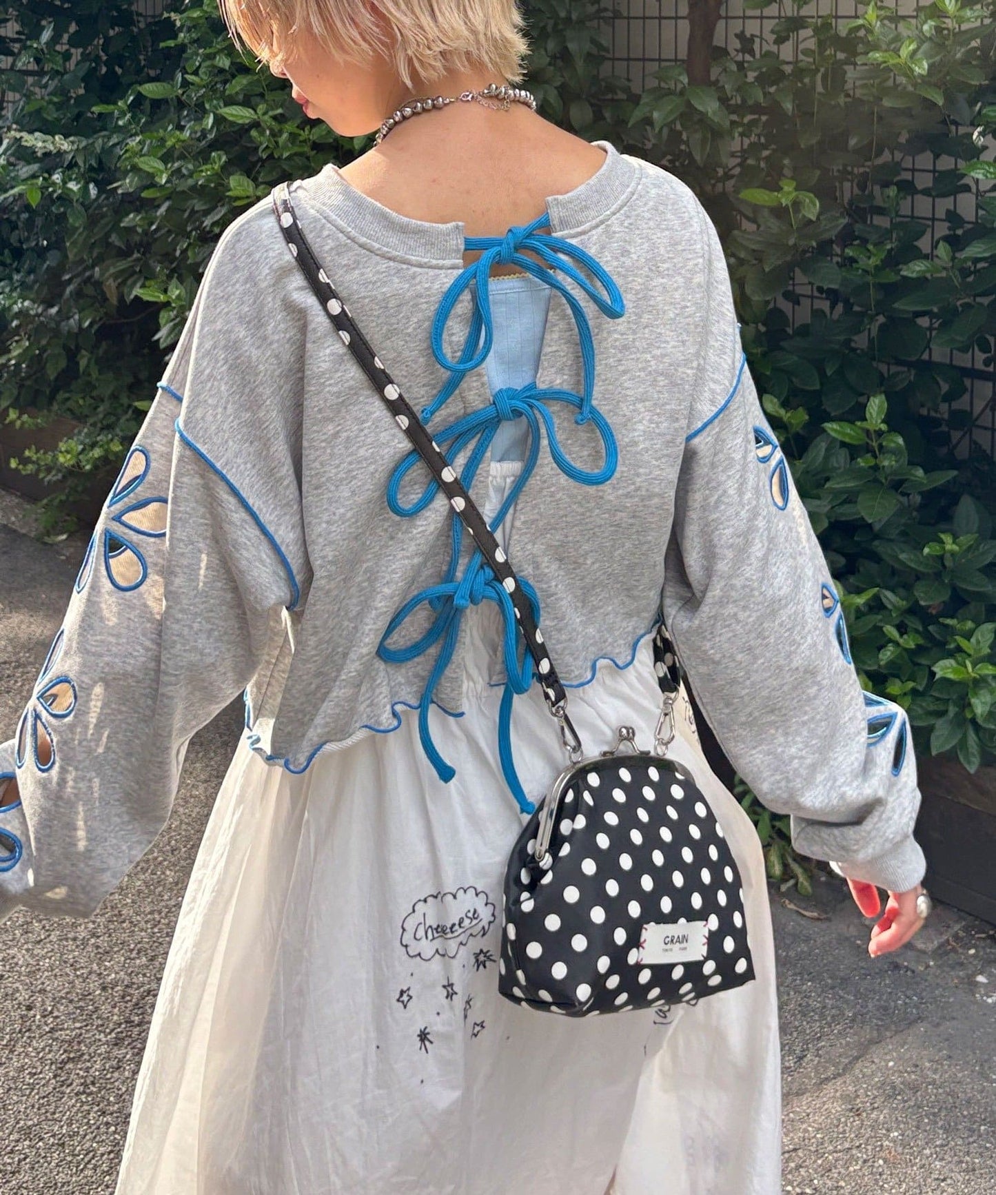 HELLO.SANFRANCISCO 2WAY 花花鏤空綁帶cardigan