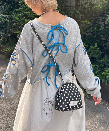 HELLO.SANFRANCISCO 2WAY 花花鏤空綁帶cardigan