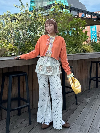 HELLO.SANFRANCISCO 2WAY 花花鏤空綁帶cardigan