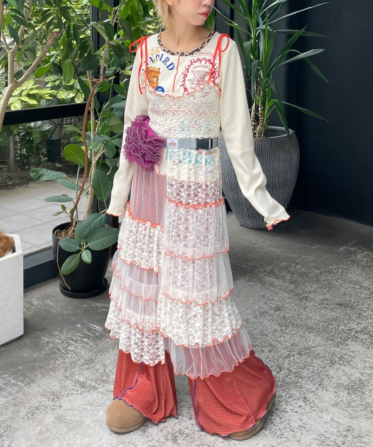 HELLO.SANFRANCISCO 2 Way Lace 拼接層層裙