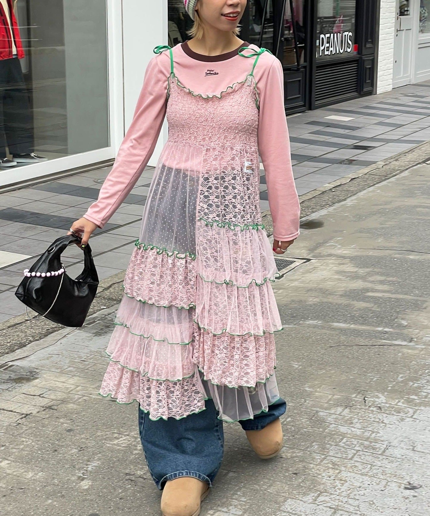 HELLO.SANFRANCISCO 2 Way Lace 拼接層層裙