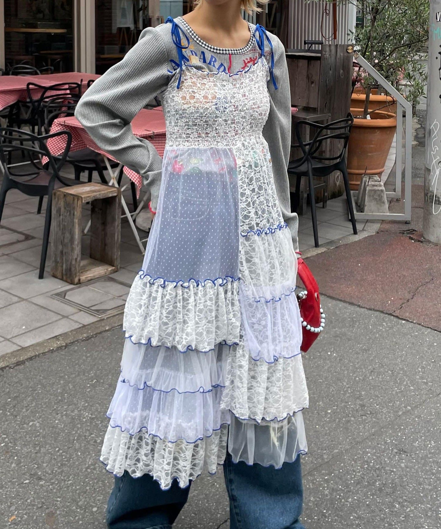 HELLO.SANFRANCISCO 2 Way Lace 拼接層層裙