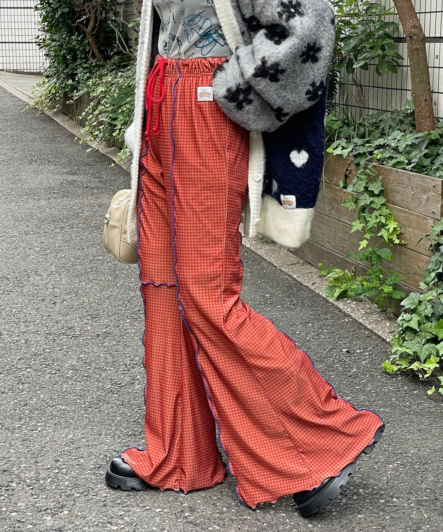 HELLO.SANFRANCISCO 格紋mellow喇叭褲