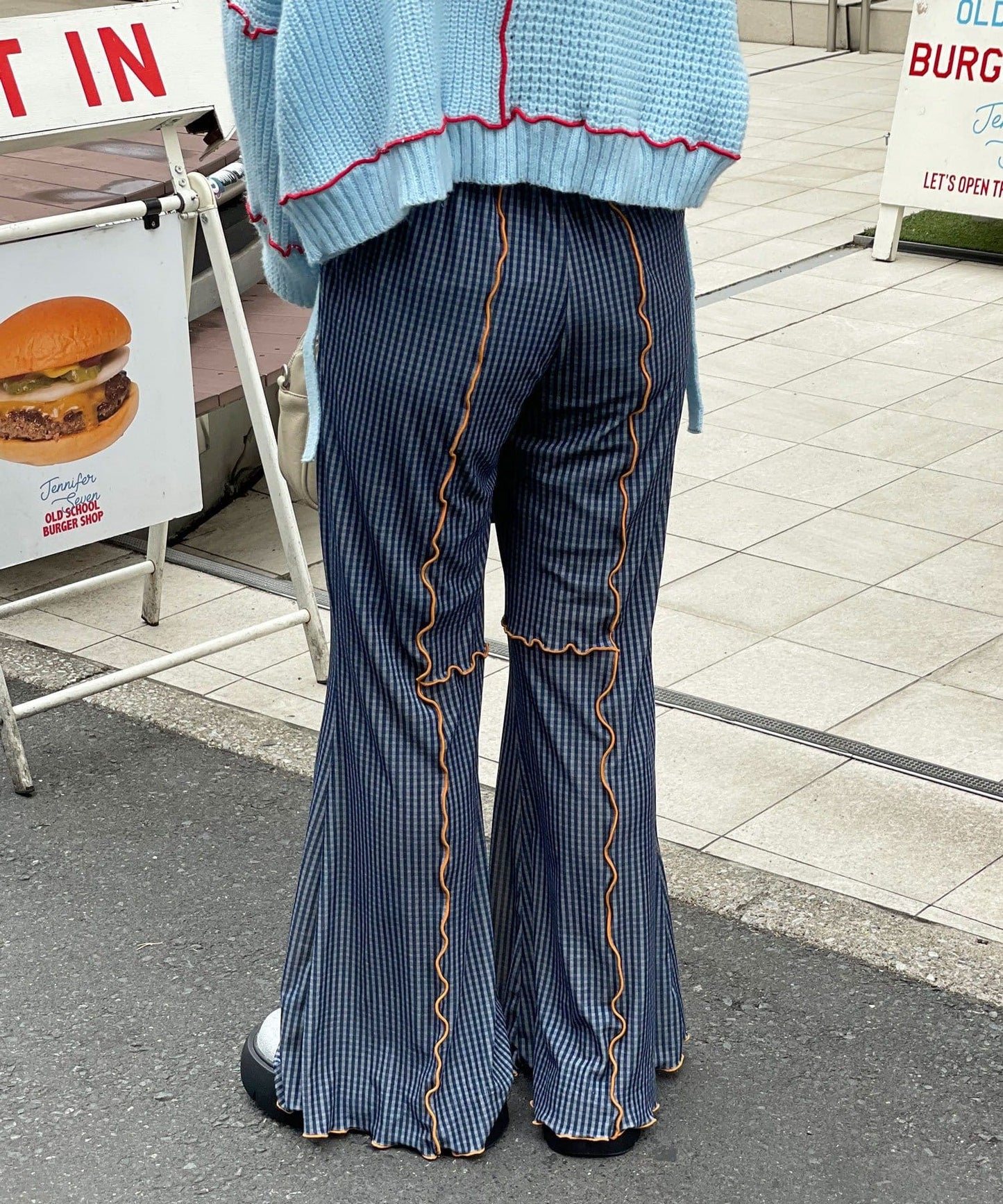 HELLO.SANFRANCISCO 格紋mellow喇叭褲