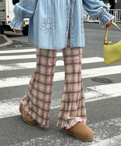 HELLO.SANFRANCISCO 格紋mellow喇叭褲
